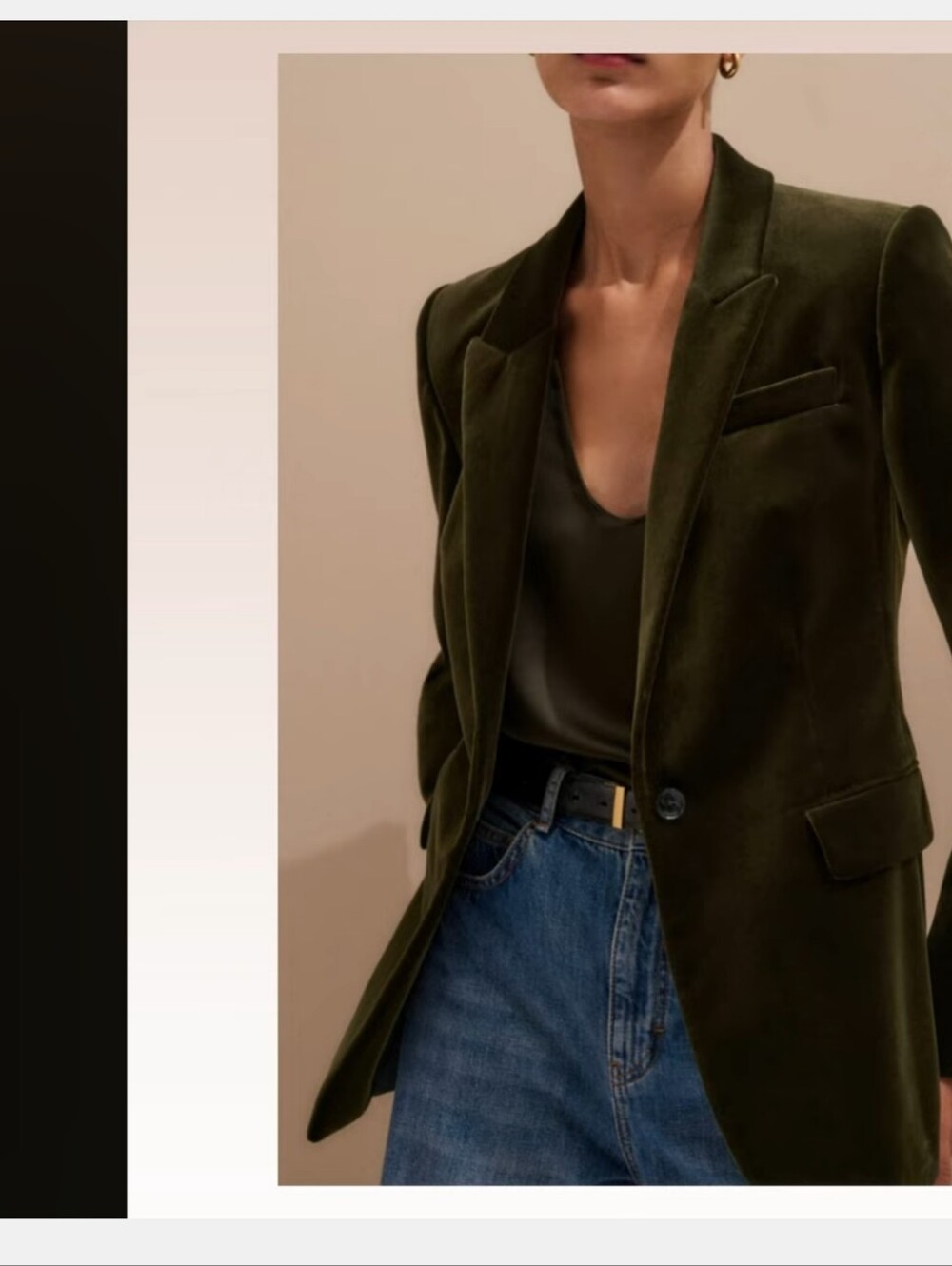 Women's Double-Breasted Olive Blazer with Gold Buttons